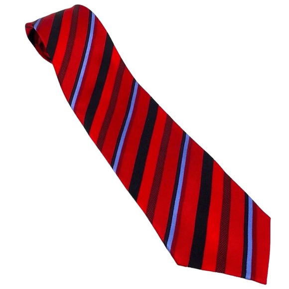 Croft & Barrows 💯% Silk Red, Black, & Blue Tie - Picture 4 of 5